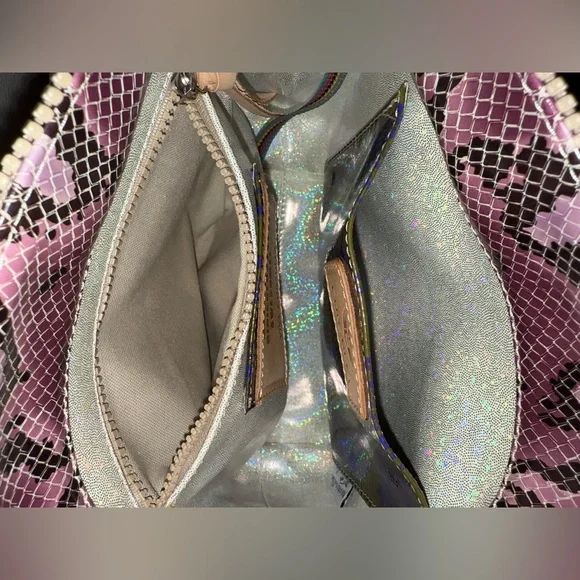 Consuela Crossbody Bag – Pink Python Print & Black Canvas with Rainbow Strap - Picture 7 of 17